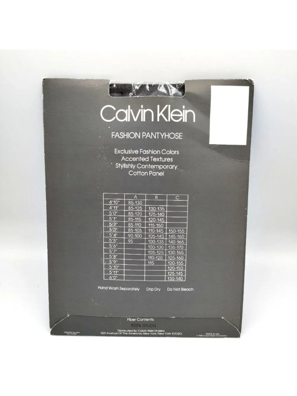 Calvin Klein Fashion Pantyhose Black Size C Sheer To Waist Sandaltoe Vintage